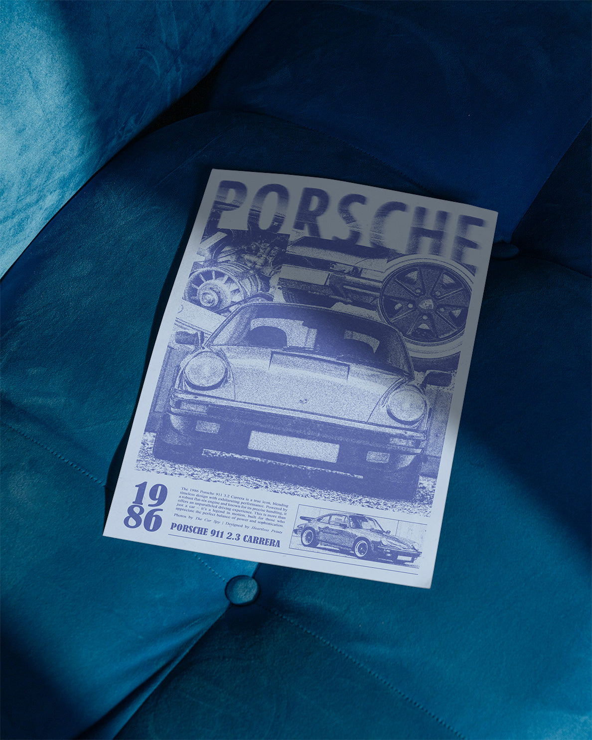 Porsche 911 Print Ad Poster in Hazy Blue