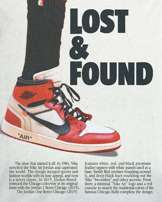 Lost and Found Retro Nike Jordans Poster "Chicago" Michael Jordan