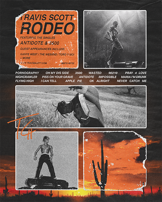 Travis Scott Album Cover Art "Rodeo" Poster