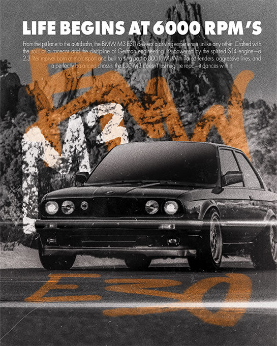BMW M3 E30 Vintage Street Magazine Poster