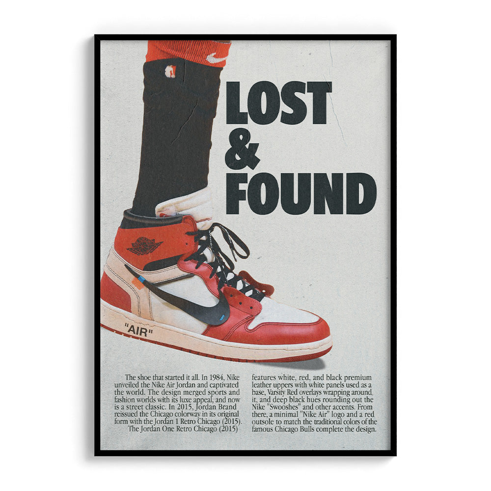 Lost and Found Retro Nike Jordans Poster "Chicago" Michael Jordan