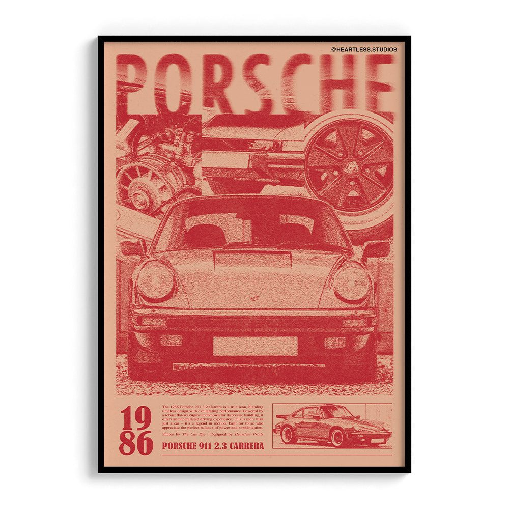 Porsche 911 Print Ad Poster in Red