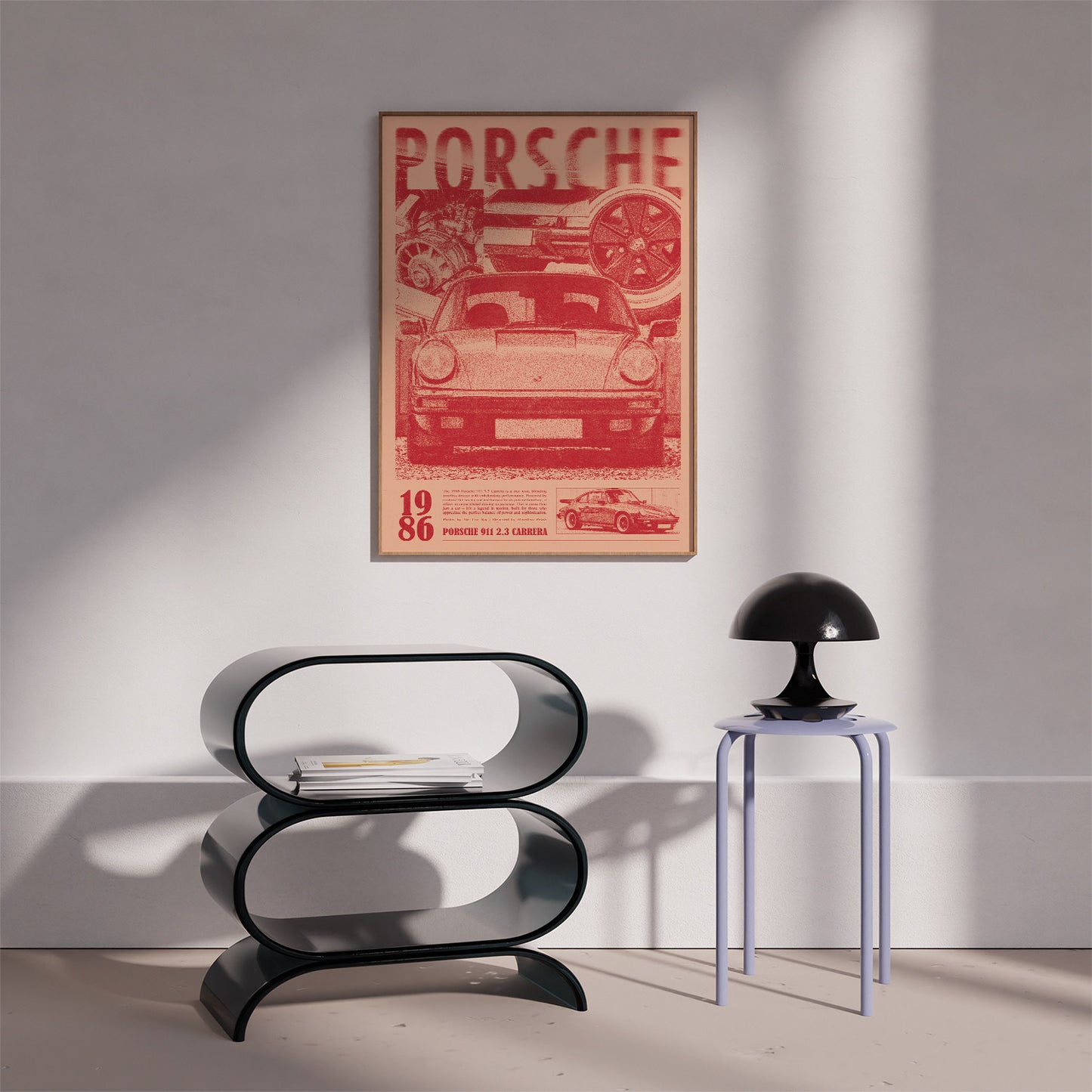 Porsche 911 Print Ad Poster in Red