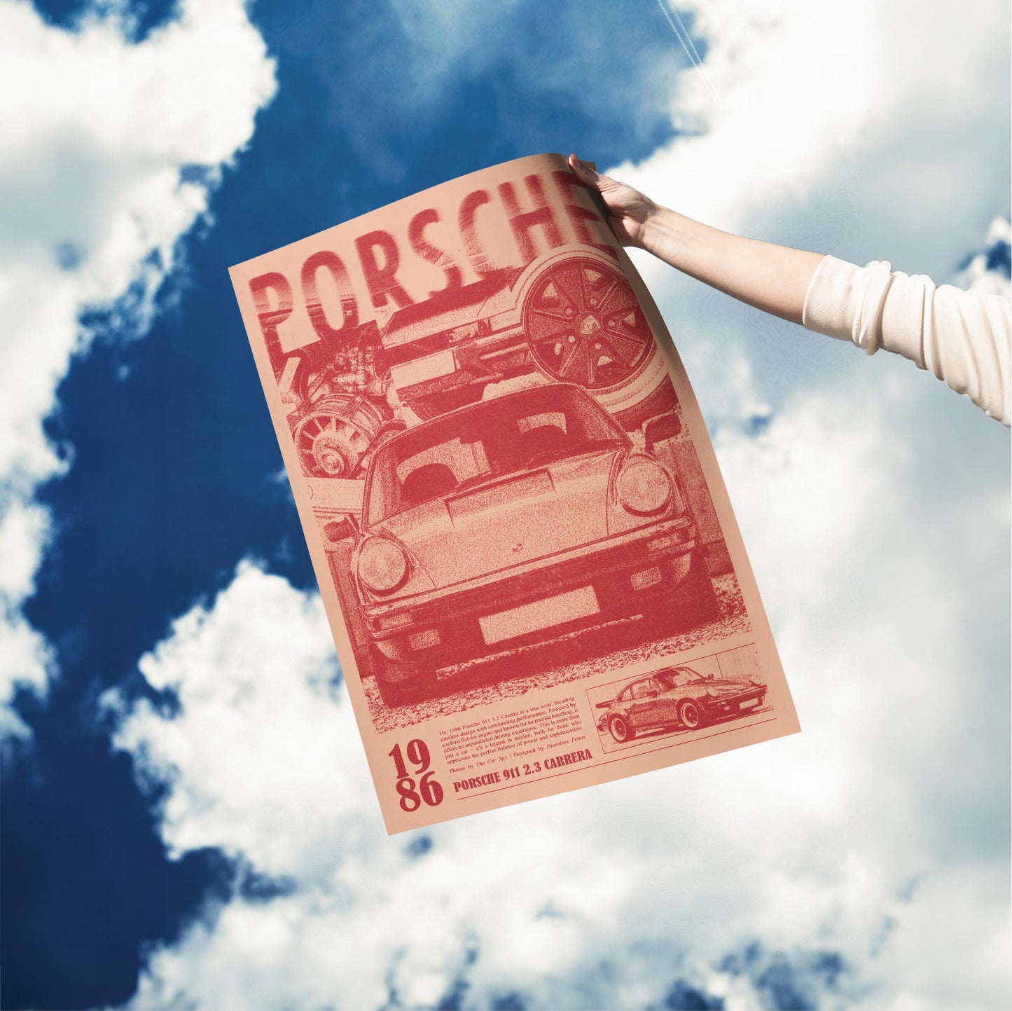 Porsche 911 Print Ad Poster in Red