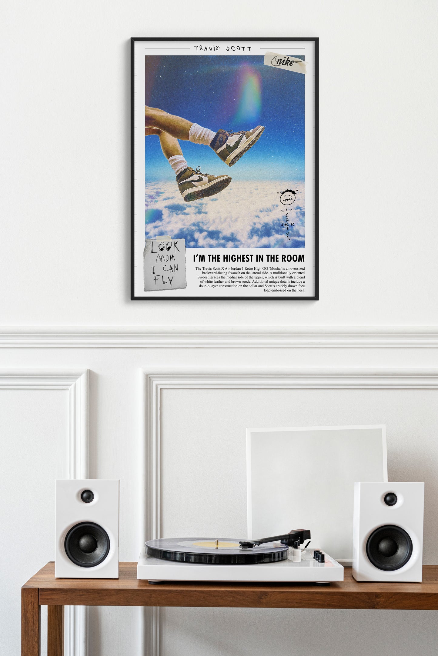 Sneakerhead Retro Air Jordan 1 "Highest in the Room" Travis Scott Poster