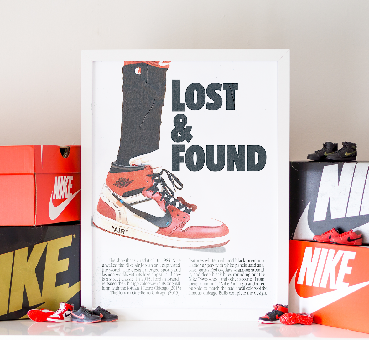 Lost and Found Retro Nike Jordans Poster "Chicago" Michael Jordan