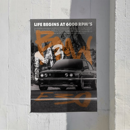 BMW M3 E30 Vintage Street Magazine Poster