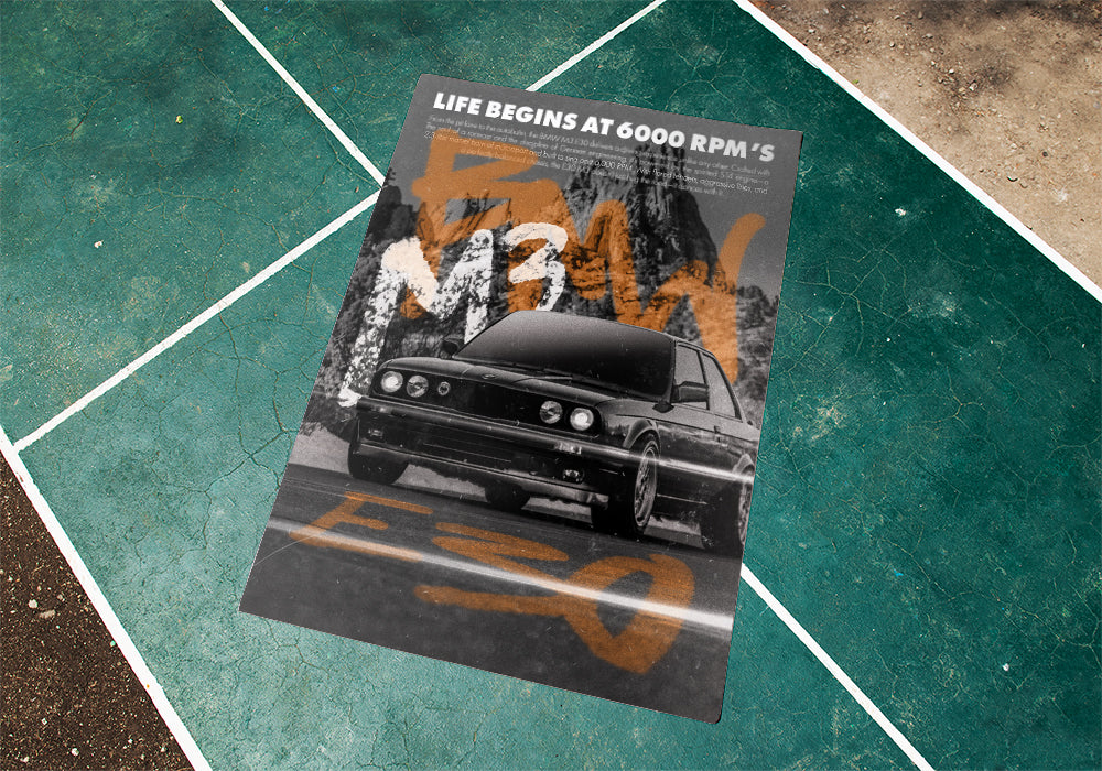 BMW M3 E30 Vintage Street Magazine Poster