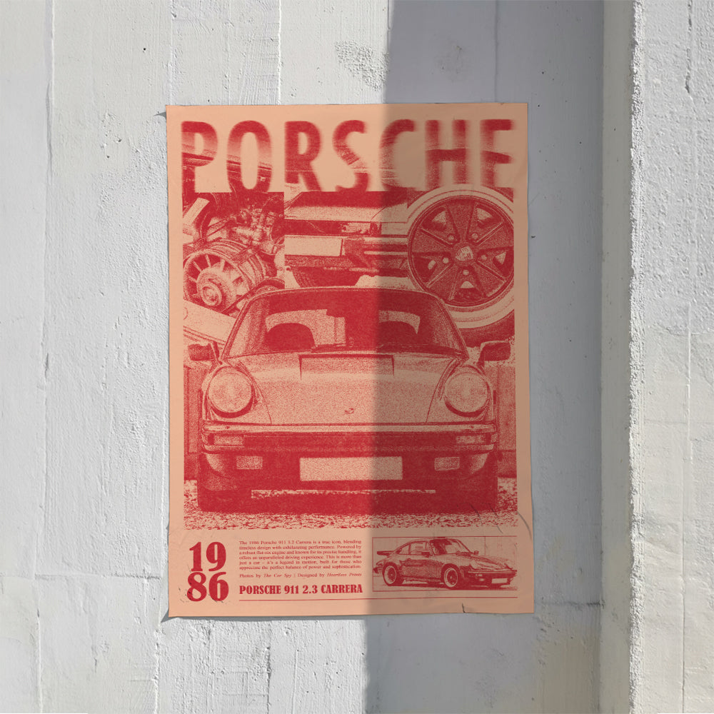 Porsche 911 Print Ad Poster in Red