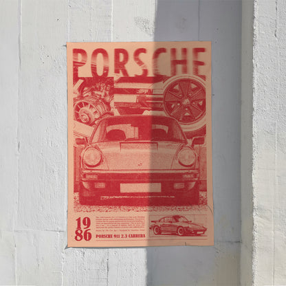 Porsche 911 Print Ad Poster in Red