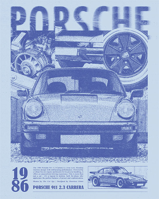 Porsche 911 Print Ad Poster in Hazy Blue