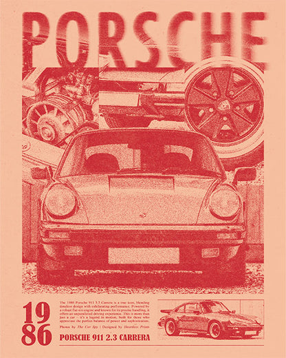 Porsche 911 Print Ad Poster in Red