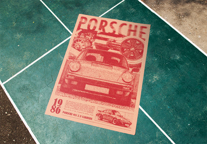Porsche 911 Print Ad Poster in Red