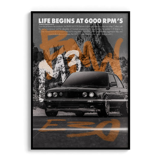 BMW M3 E30 Vintage Street Magazine Poster