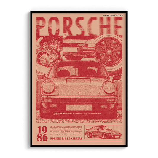 Porsche 911 Print Ad Poster in Red