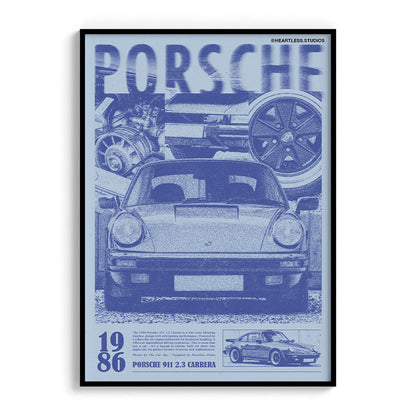 Porsche 911 Print Ad Poster in Hazy Blue