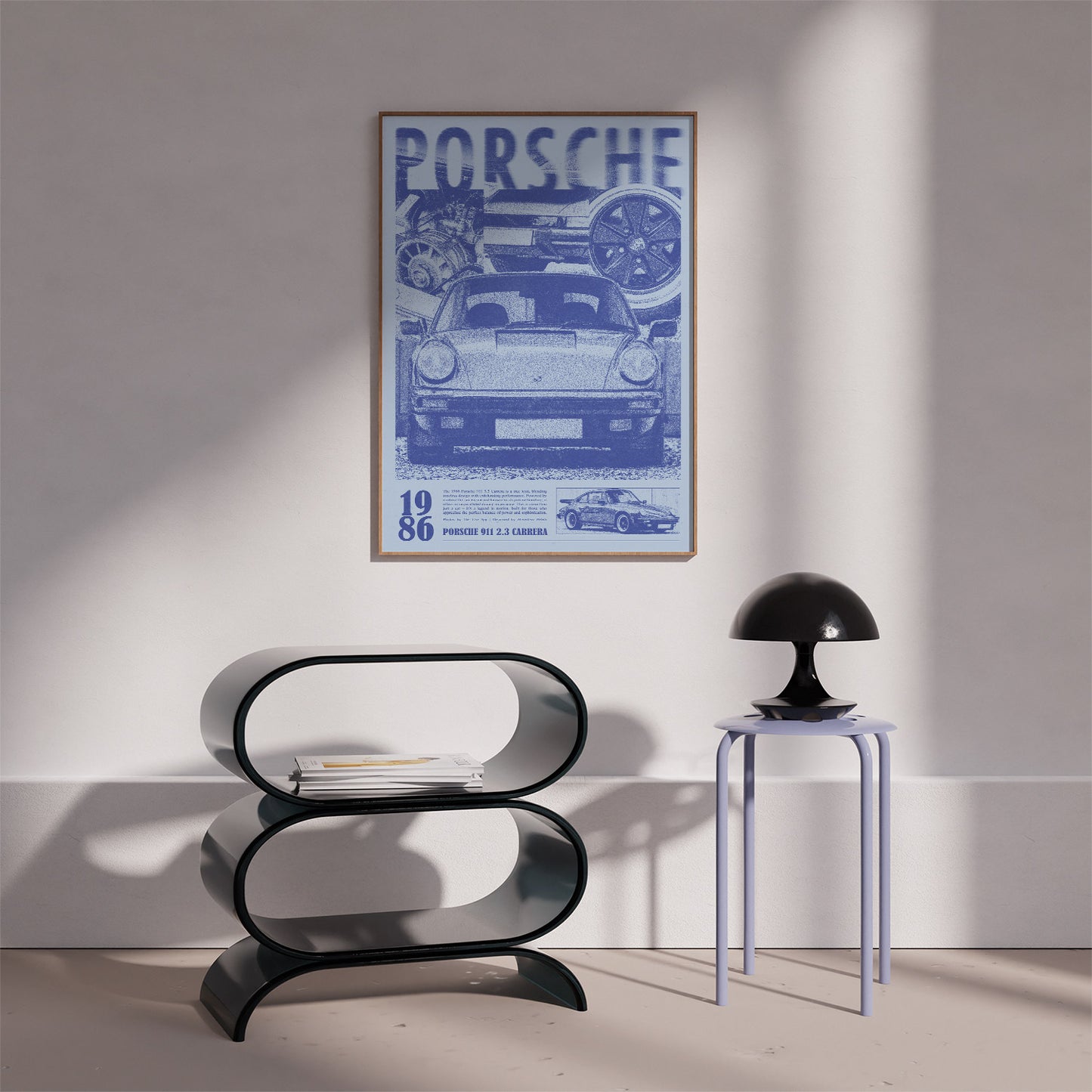 Porsche 911 Print Ad Poster in Hazy Blue