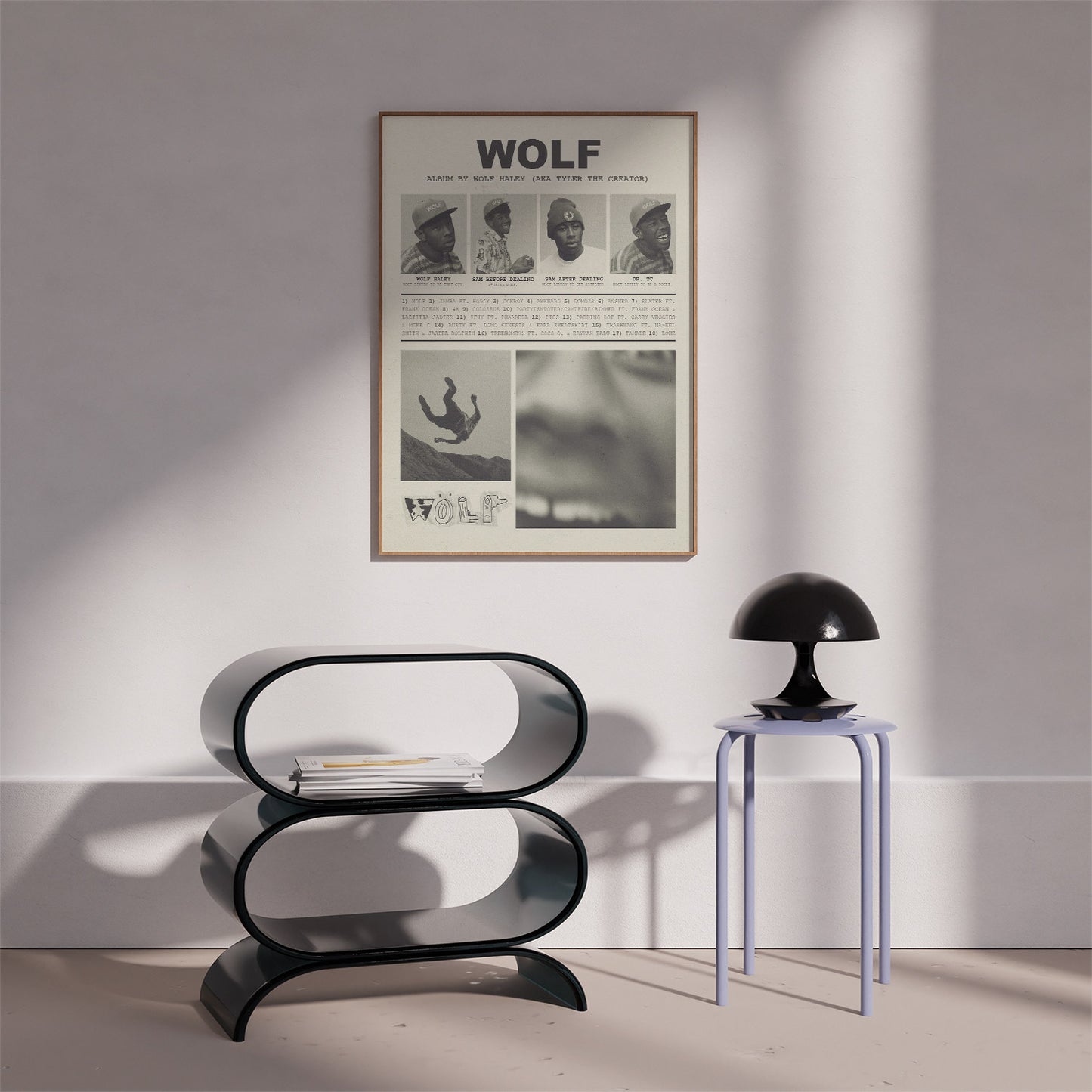 "WOLF" Tyler the Creator Yearbook-Style Vintage Poster in Newspaper Black