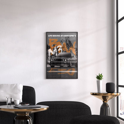BMW M3 E30 Vintage Street Magazine Poster