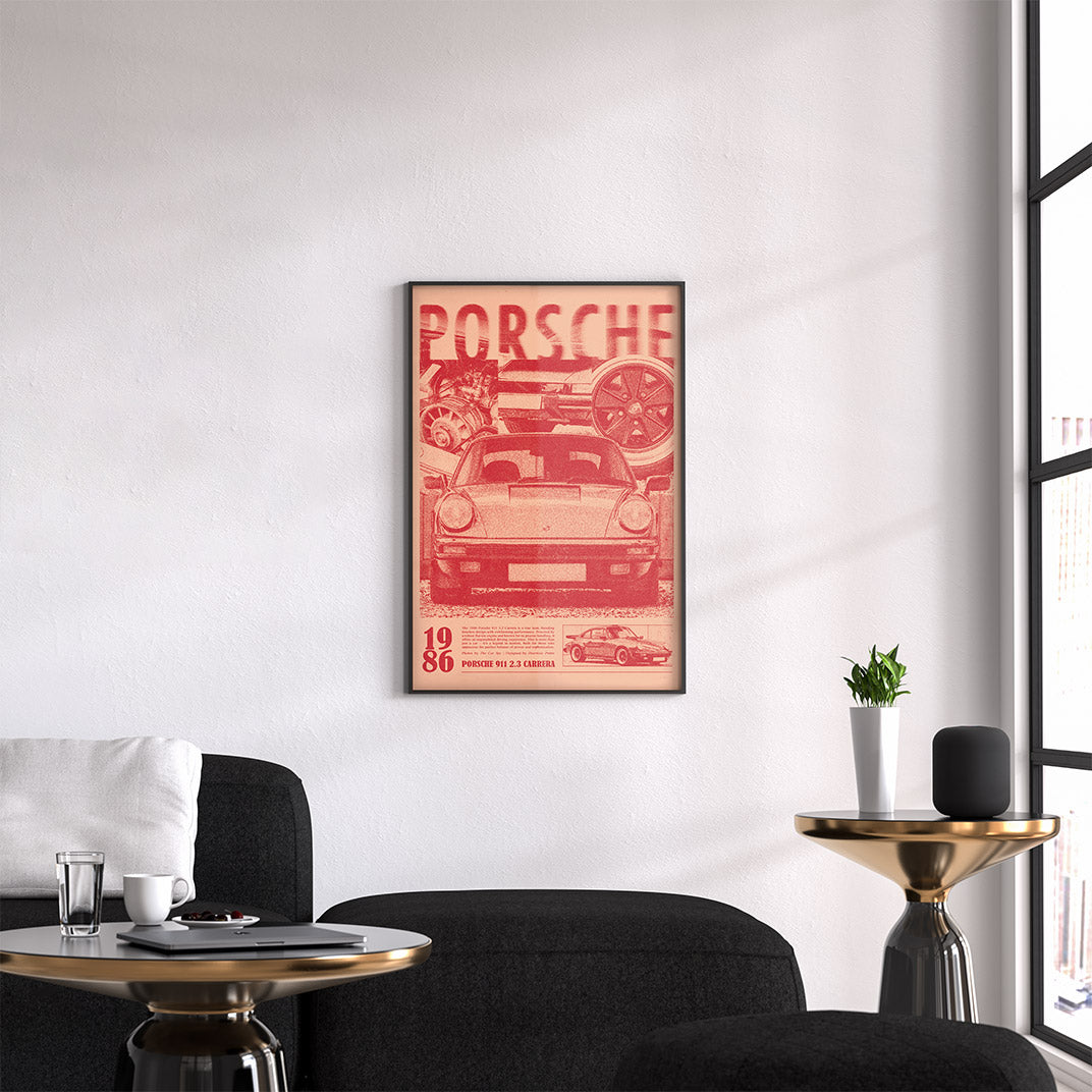 Porsche 911 Print Ad Poster in Red